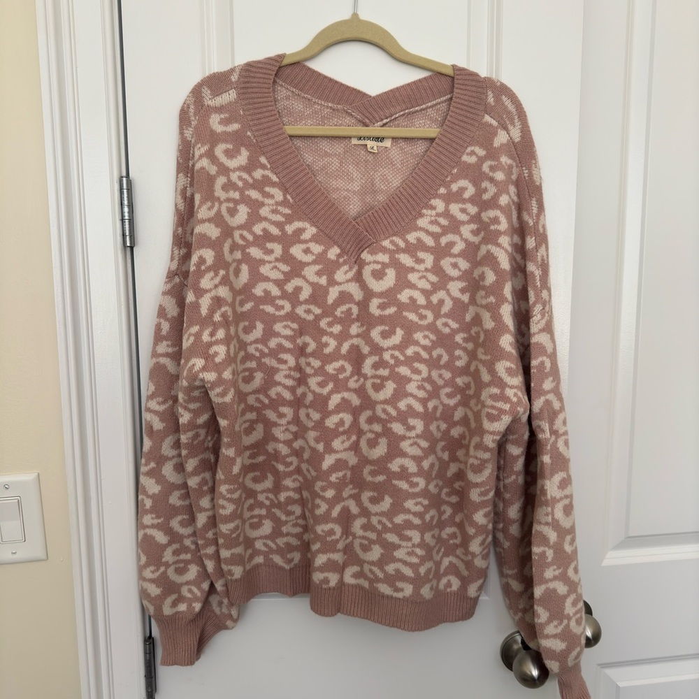 PinkBlush Mauve Animal Print V-Neck Sweater